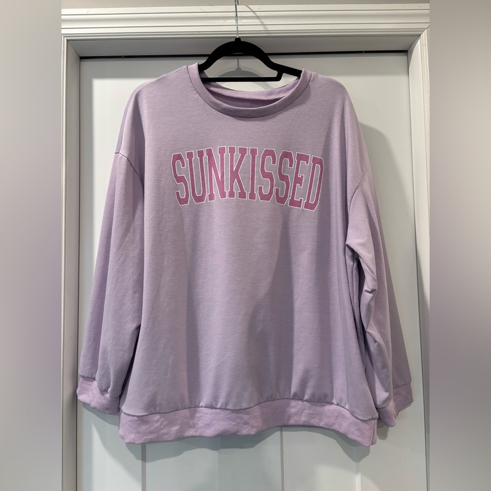 SHEIN Lavender 'SUNKISSED' Oversized Lightweight Sweatshirt - Size Large